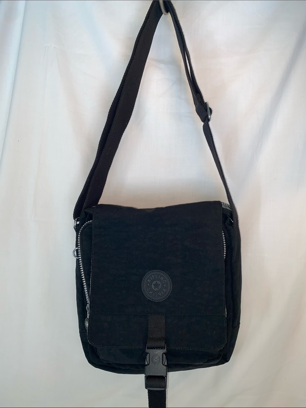 Kipling Lancelot Black Nylon Messenger Crossbody Bag